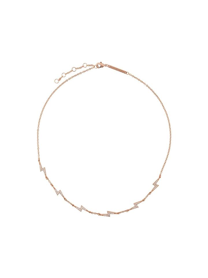 Federica Tosi Crystal Embellished Lightning Bolt Necklace - Gold