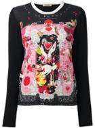 Piccione. Piccione Heart Intarsia Jumper, Women's, Size: 44, Black, Silk/polyester