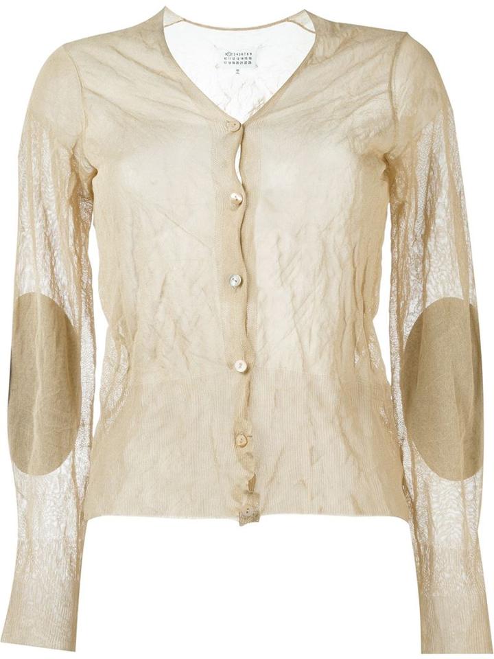 Maison Margiela Sheer Cardigan, Women's, Size: M, Nude/neutrals, Viscose/metallic Fibre/polyamide/lamb Skin
