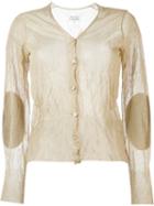 Maison Margiela Sheer Cardigan, Women's, Size: M, Nude/neutrals, Viscose/metallic Fibre/polyamide/lamb Skin