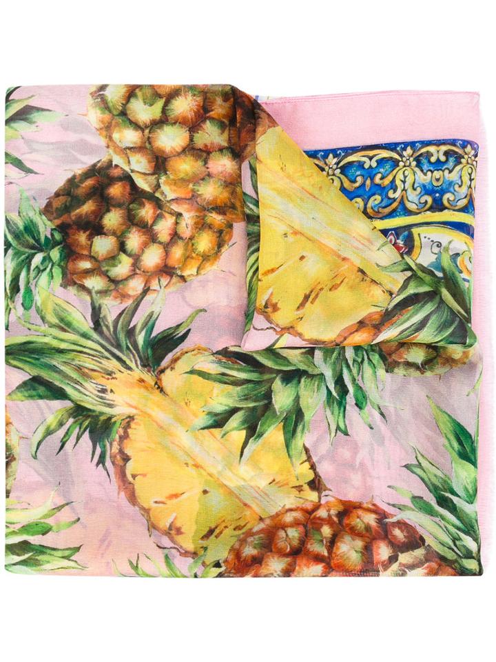 Pineapple Print Scarf - Women - Silk - One Size, Pink/purple, Silk, Dolce & Gabbana