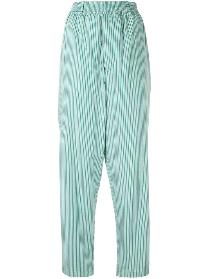 Hermès Vintage Striped Straight-leg Trousers - Green