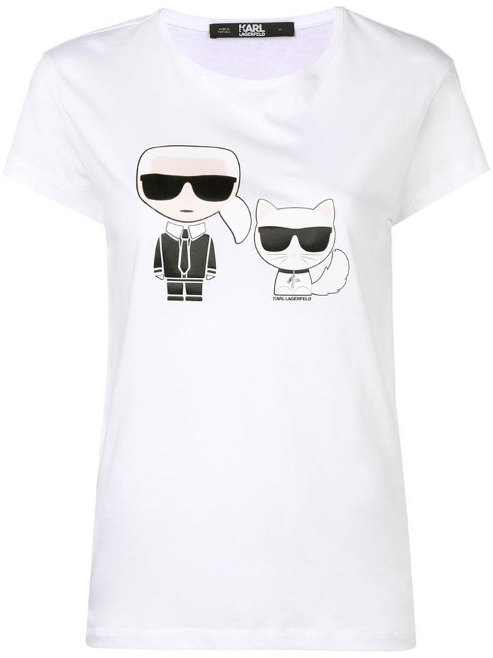 Karl Lagerfeld Karl & Choupette Print T-shirt - White