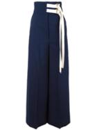 Marni High Waisted Wide Leg Trousers, Women's, Size: 38, Blue, Cupro/virgin Wool