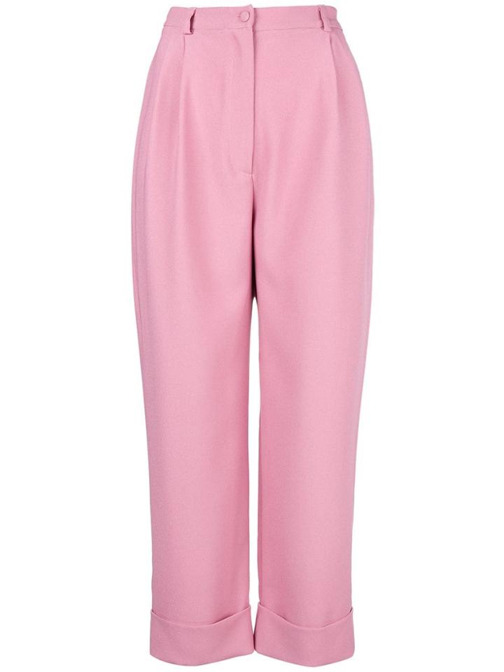 Hebe Studio Cropped Tailored Trousers - Pink & Purple