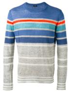 Diesel - Striped Knit Jumper - Men - Linen/flax/polyester - Xl, Grey, Linen/flax/polyester