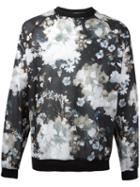 Msgm Floral Raglan Sweatshirt, Men's, Size: 46, Black, Cotton