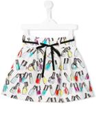 Simonetta Nail Polish Print Brocade Skirt, Girl's, Size: 9 Yrs, White