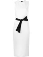Joseph Sleeveless Belted Dress, Women's, Size: 40, White, Viscose/acetate/spandex/elastane