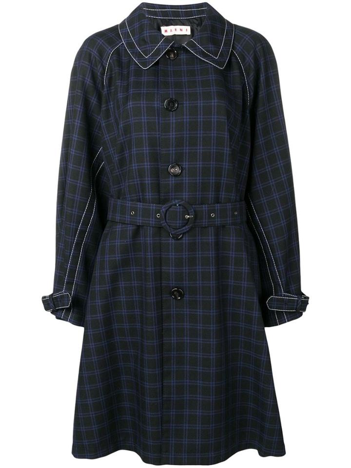 Marni Check Trench Coat - Black