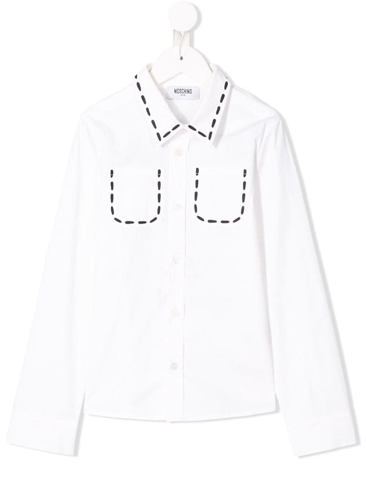 Moschino Kids Teen Stitched Print Logo Shirt - White