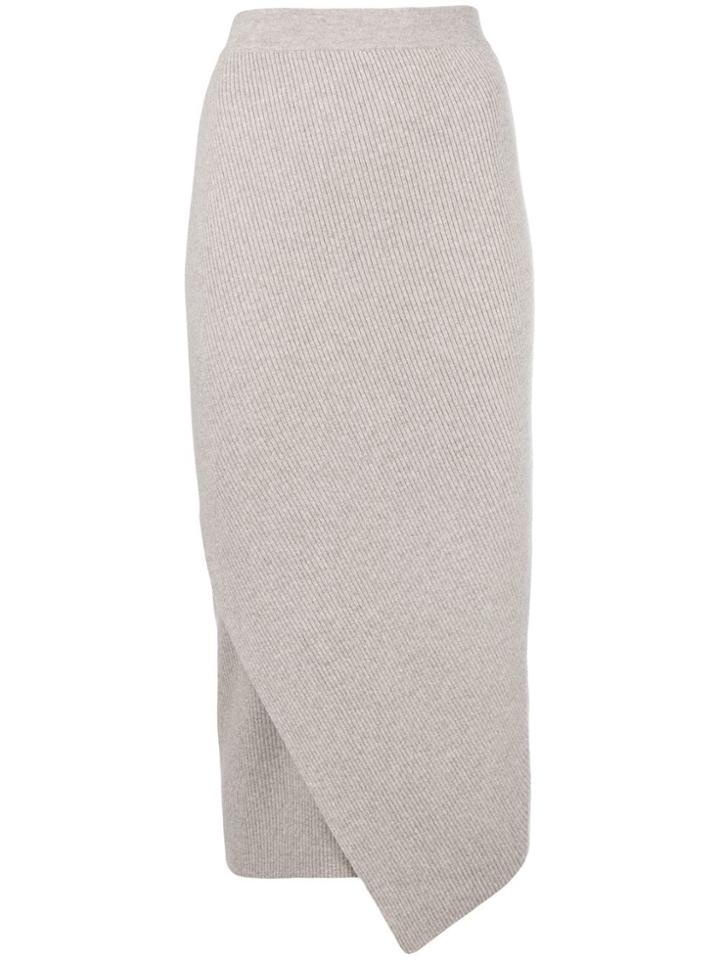 Allude Asymmetric Knit Pencil Skirt - Nude & Neutrals