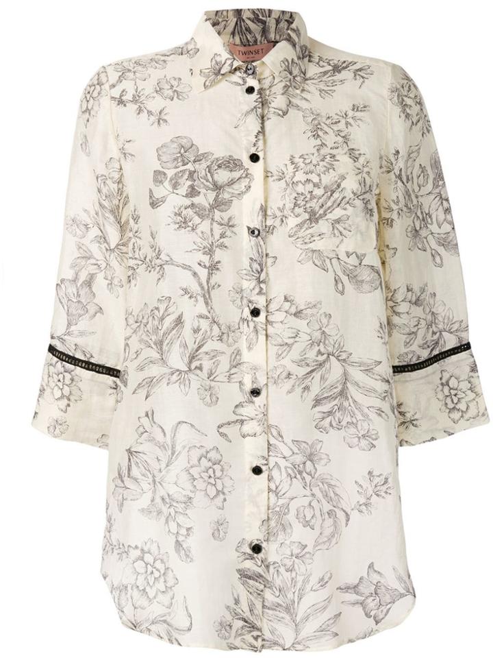 Twin-set Floral Sketch Shirt - Neutrals