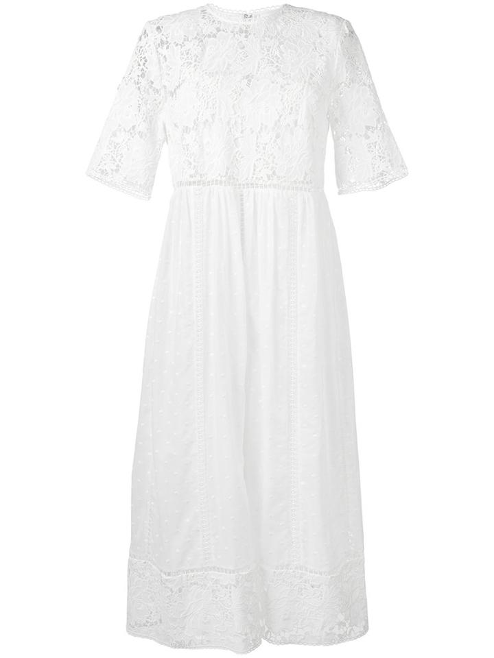 Zimmermann 'caravan' Embroidered Day Dress, Women's, Size: 8, White, Cotton/spandex/elastane/polyester