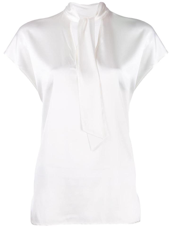 Pinko Neck Tie Satin Top - White