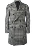 Gabriele Pasini Peaked Lapel Houndstooth Coat, Men's, Size: 46, Black, Cupro/viscose/wool