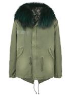 Mr & Mrs Italy Fur Detail Patched Parka Coat - Green