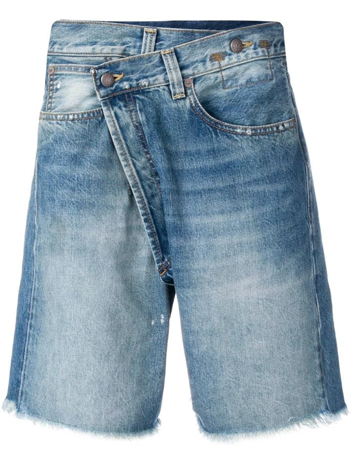R13 Asymmetric Denim Shorts - Blue