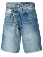 R13 Asymmetric Denim Shorts - Blue