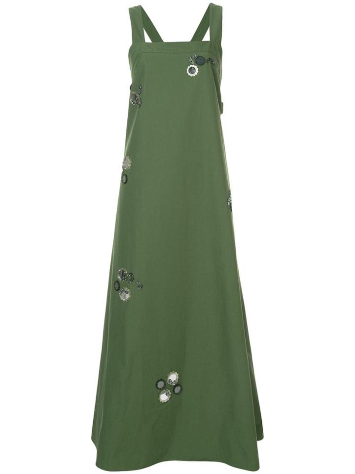 Tory Burch Floral Mirror Appliqué Dress - Green