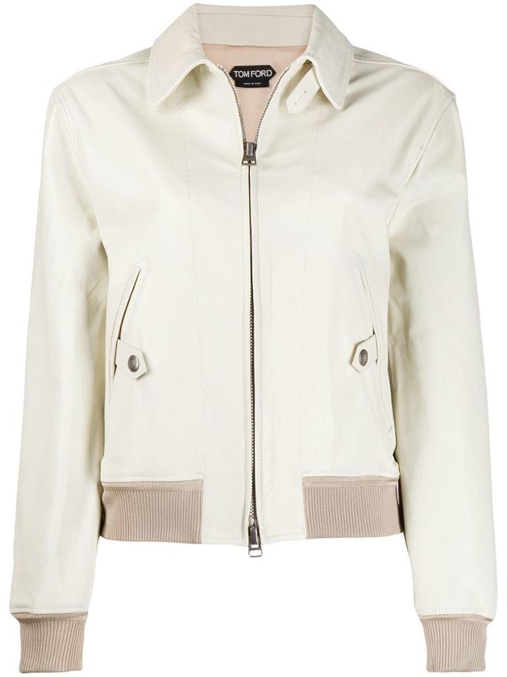 Tom Ford Leather Bomber Jacket - Neutrals