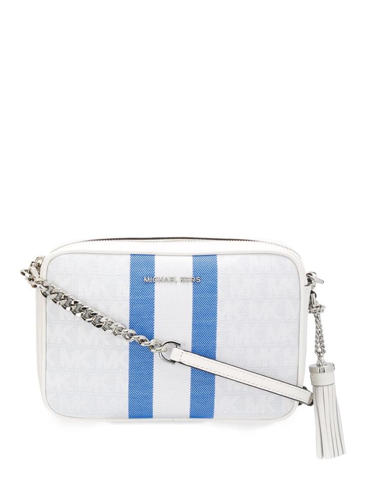 Michael Michael Kors Stripe Detail Crossbody Bag - White