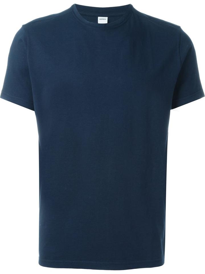 Aspesi Round Neck T-shirt, Men's, Size: Large, Blue, Cotton