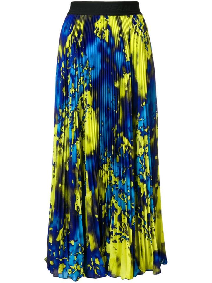 Msgm Printed Pleated Skirt - Blue