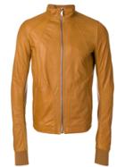 Rick Owens Funnel Neck Biker Jacket - Yellow & Orange