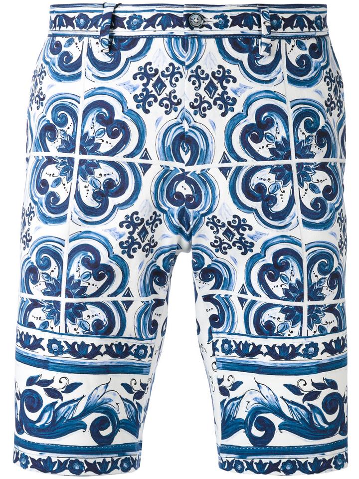 Dolce & Gabbana - Paisley Printed Shorts - Men - Cotton/spandex/elastane - 50, Blue, Cotton/spandex/elastane
