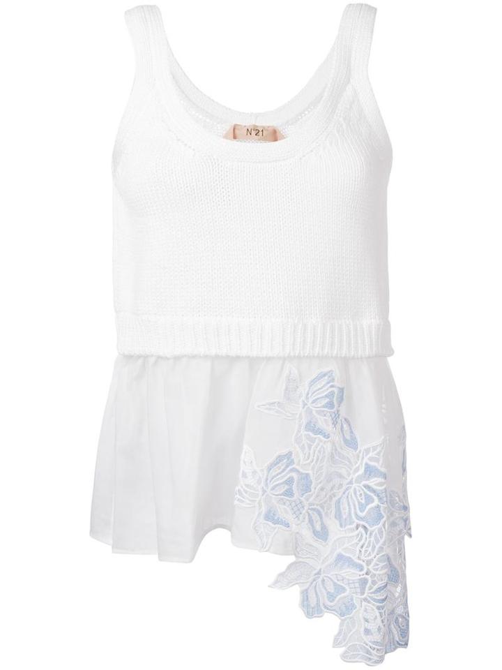No21 Lace Detail Tank, Women's, Size: 44, White, Cotton/polyester