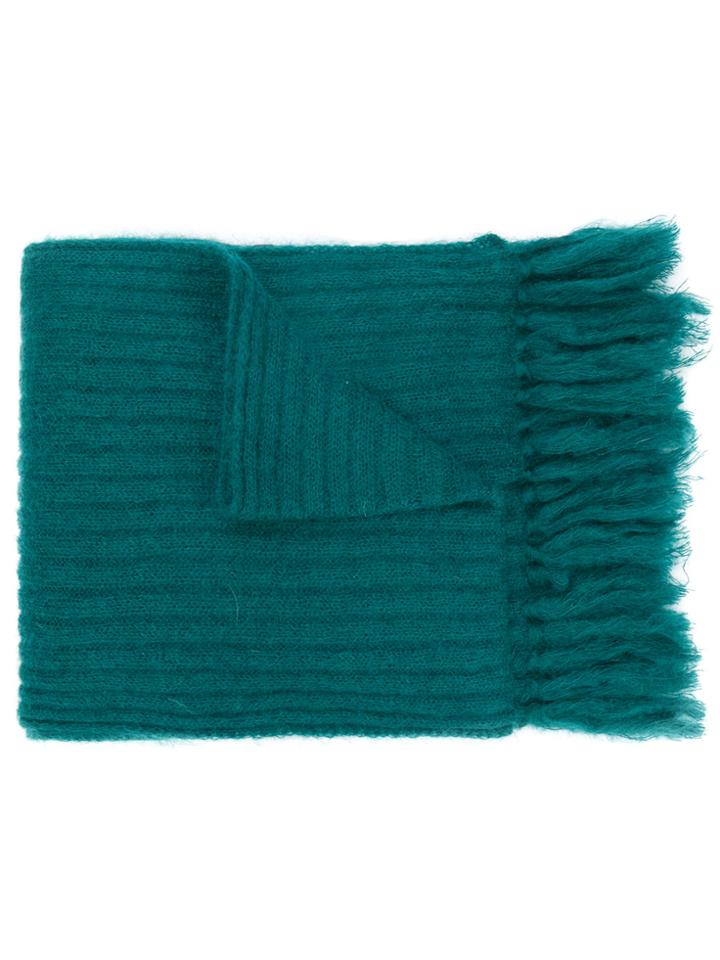 Mp Massimo Piombo Ribbed Tassel Scarf - Green