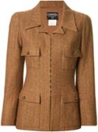 Chanel Vintage Herringbone Jacket, Women's, Size: 38, Yellow/orange
