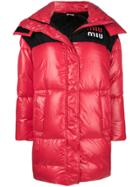 Miu Miu Logo Patch Puffer Jacket - Red