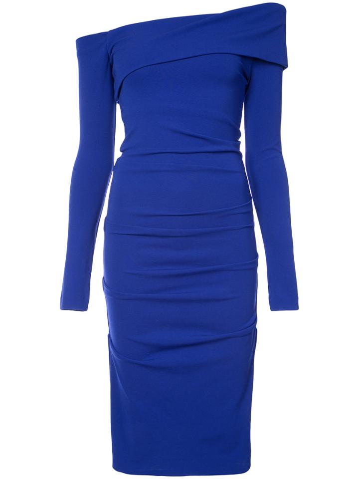 Nicole Miller Off-shoulder Midi Dress - Blue