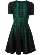 Alexander Mcqueen Jacquard Knit Mini Dress, Women's, Size: Xs, Green, Wool/silk/viscose/spandex/elastane