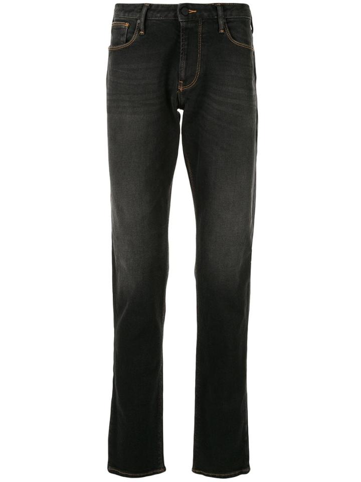 Emporio Armani High Rise Straight Leg Jeans - Grey
