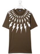 Neil Barrett Kids Teen Lightning Print T-shirt - Green