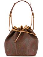 Etro Paisley Patterned, Drawstring Fastening Bucket Bag, Women's, Calf Leather