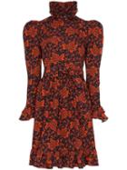 Batsheva Prairie Grape Print Ruffled Dress - Red