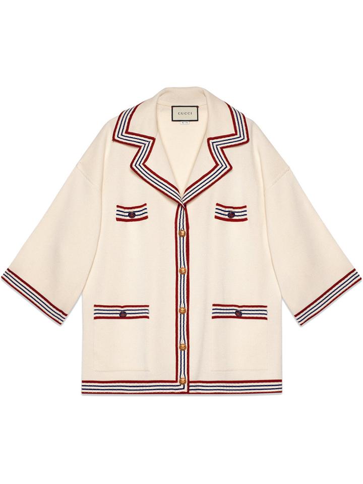 Gucci Silk Cotton Cardigan With Stripes - White