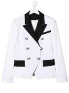 Balmain Kids Contrast Lapel Blazer - White