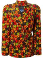 Thierry Mugler Vintage Corduroy Jigsaw Print Blazer