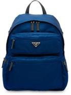 Prada Logo Plaque Backpack - Blue