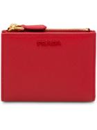 Prada Saffiano Zipped Wallet - Red