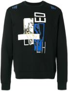 Les Hommes Embroidered Graphic Print Sweatshirt - Black