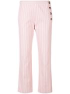 Victoria Victoria Beckham Pinstripe Cropped Trousers - Pink & Purple