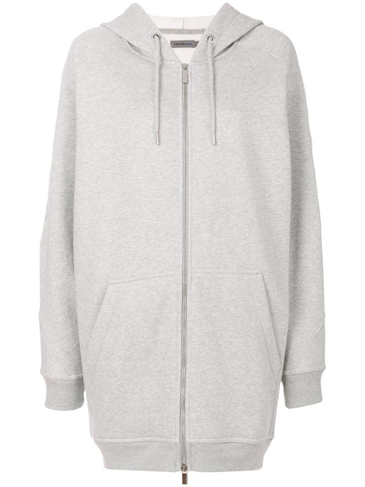 Ck Jeans Oversized Zipper Hoodie - Grey