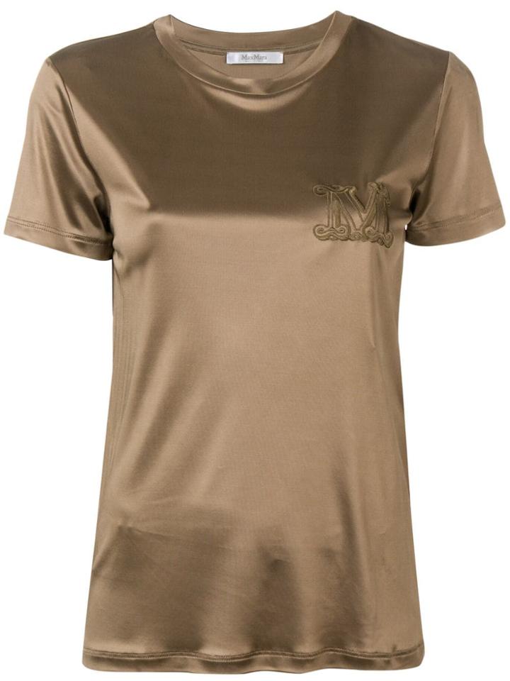 Max Mara Embroidered Logo T-shirt - Neutrals