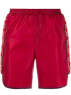 Gucci Logo Stripe Swim Shorts - Red